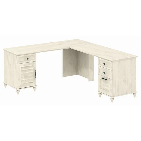 Double Pedestal L-Desk with Door and Drawers